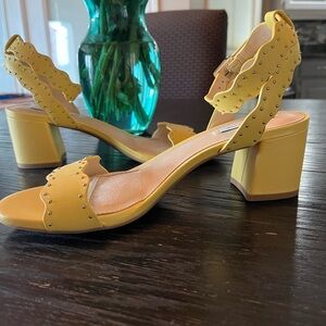 Alex Marie Yellow Strappy Box Heel Sandal